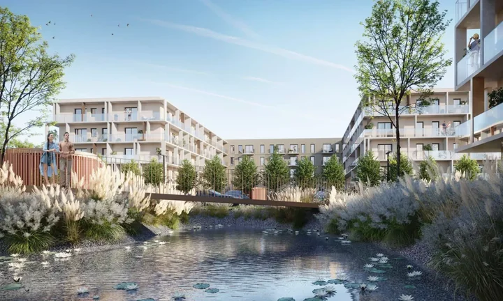 Zdjęcie przedstawia wizualizację osiedla mieszkaniowego.