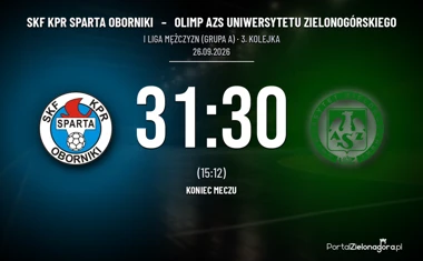 [PIŁKA RĘCZNA] I Liga Mężczyzn (Grupa A): SKF KPR Sparta Oborniki – Olimp AZS Uniwersytetu Zielonogórskiego 31:30