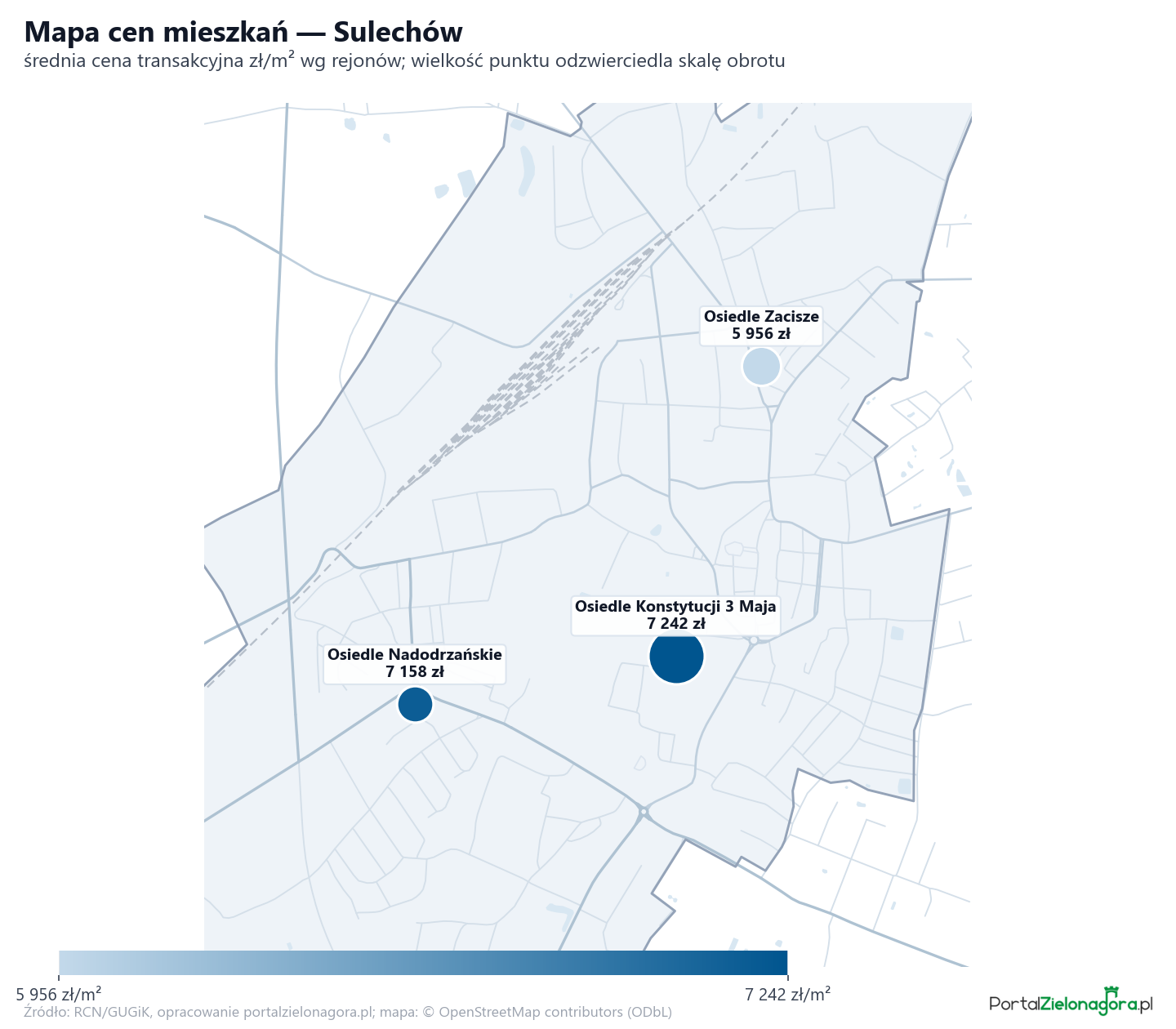 Mapa cen mieszkań - Sulechów