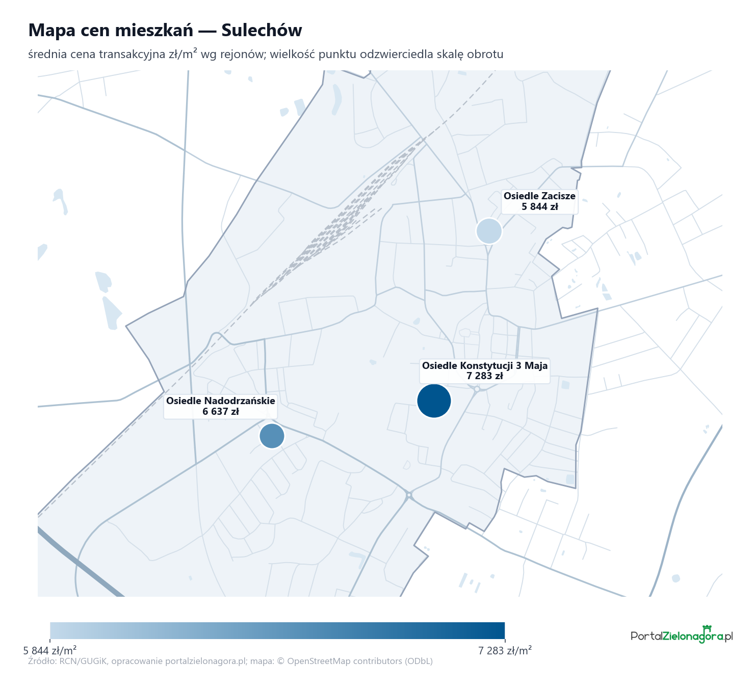Mapa cen mieszkań - Sulechów