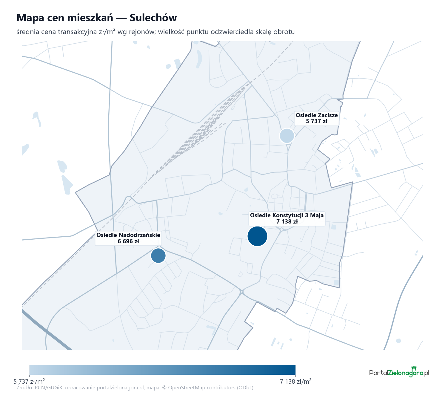 Mapa cen mieszkań - Sulechów
