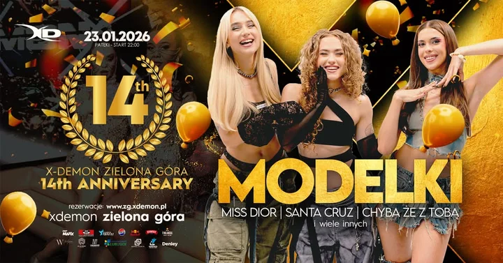 Grafika promocyjna wydarzenia 14. urodziny X-Demon Zielona Góra — pierwszy wieczór z MODELKI