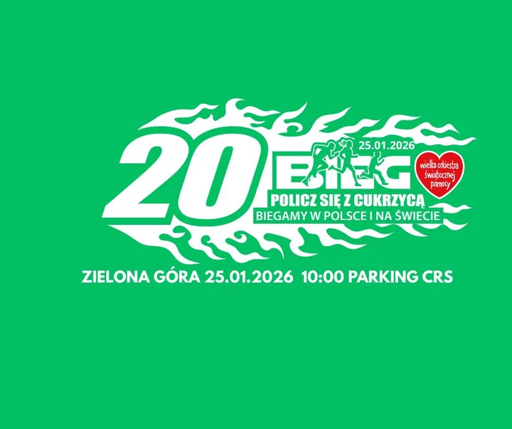 Grafika promocyjna wydarzenia 20. Bieg „Policz się z Cukrzycą” — Zielona Góra
