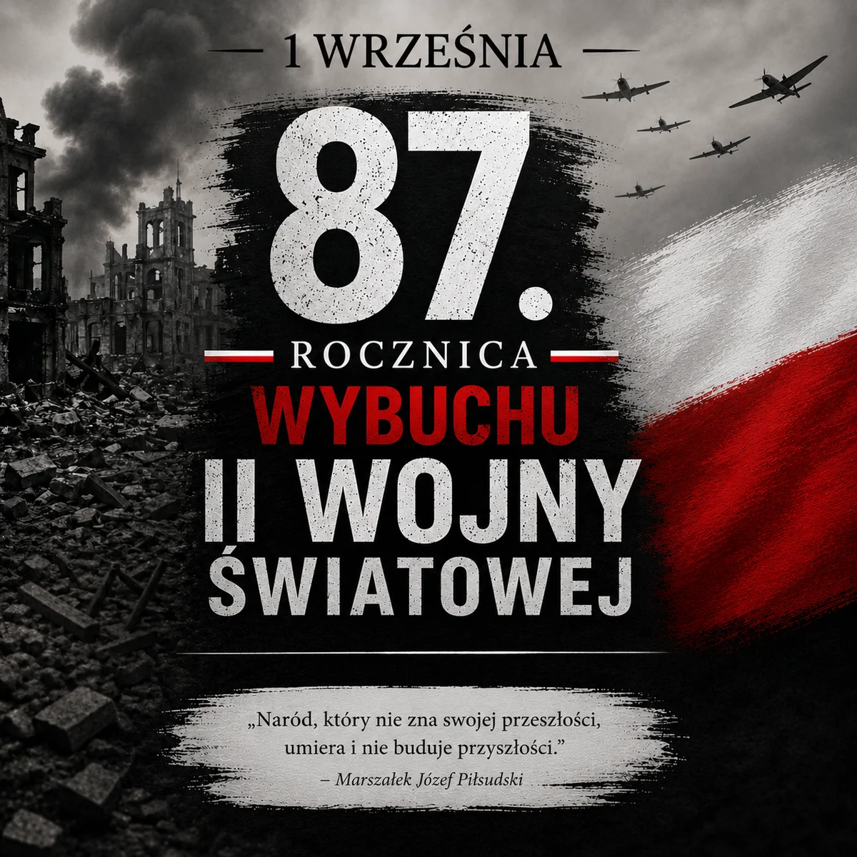 Grafika promocyjna wydarzenia 87. rocznica wybuchu II wojny światowej
