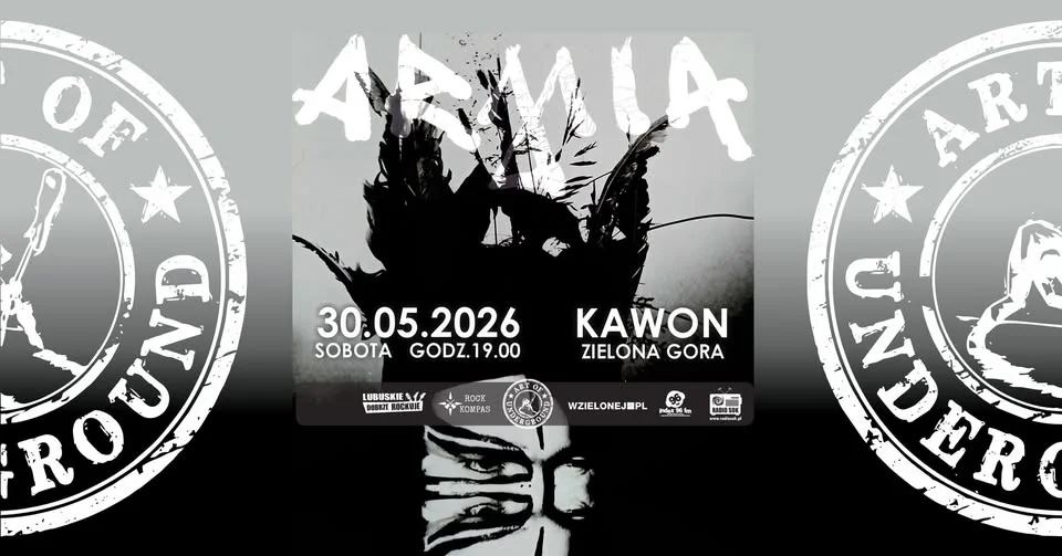 Grafika promocyjna wydarzenia Armia w Zielonej Górze. Koncert w Kawonie 30 maja 2026