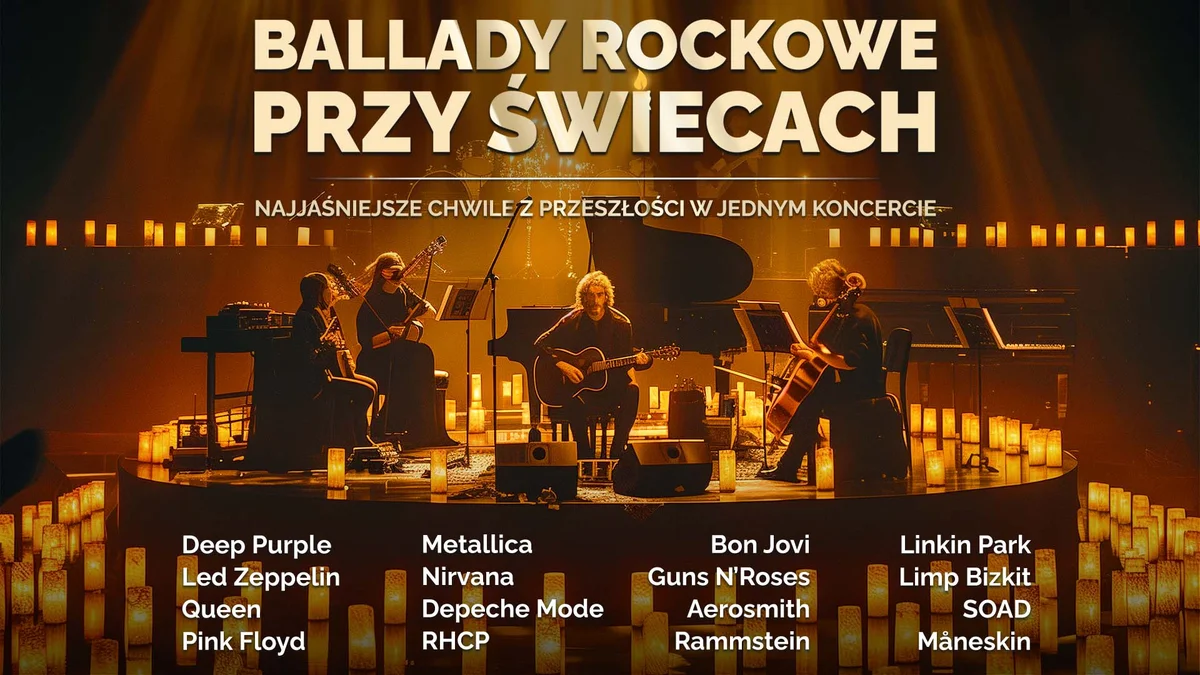 Grafika promocyjna wydarzenia Ballady Rockowe przy Świecach w Zielonej Górze