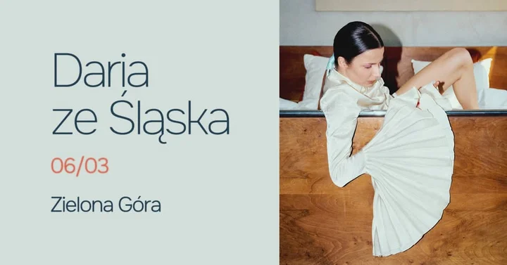 Grafika promocyjna wydarzenia Daria ze Śląska – Kawon Piwnica Artystyczna, Zielona Góra (6 marca 2026)
