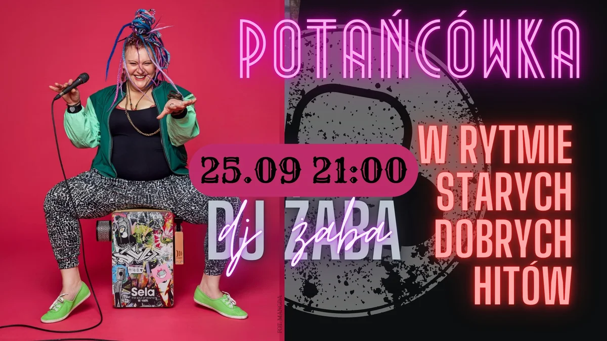 Grafika promocyjna wydarzenia DJ Żaba: potańcówka z hitami