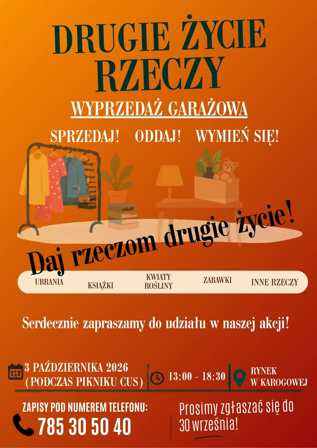 Grafika promocyjna wydarzenia Drugie życie rzeczy – wyprzedaż garażowa