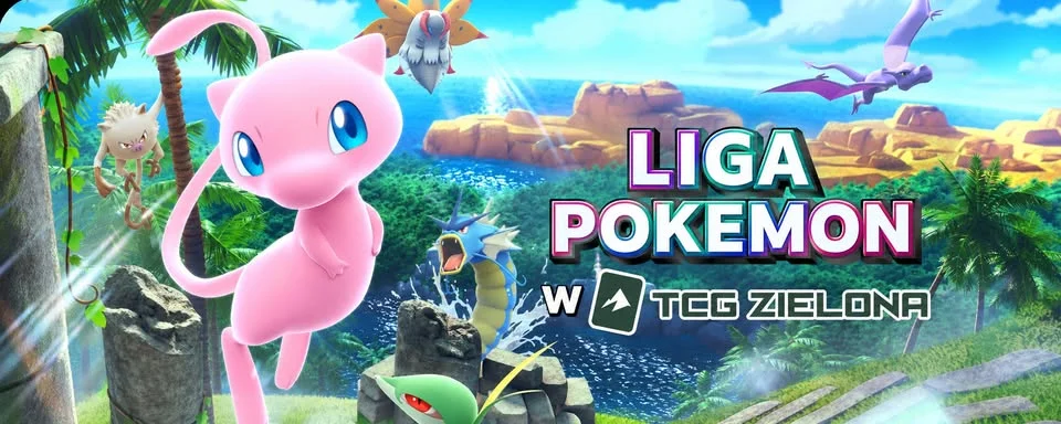 Grafika promocyjna wydarzenia Ligą Pokémon w TCG Zielona! Spotkanie ligowe