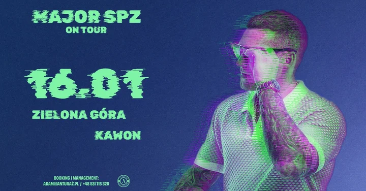 Obrazek przedstawia grafikę promocyjną wydarzenia Koncert MAJOR SPZ w Zielonej Górze — 16 stycznia 2026