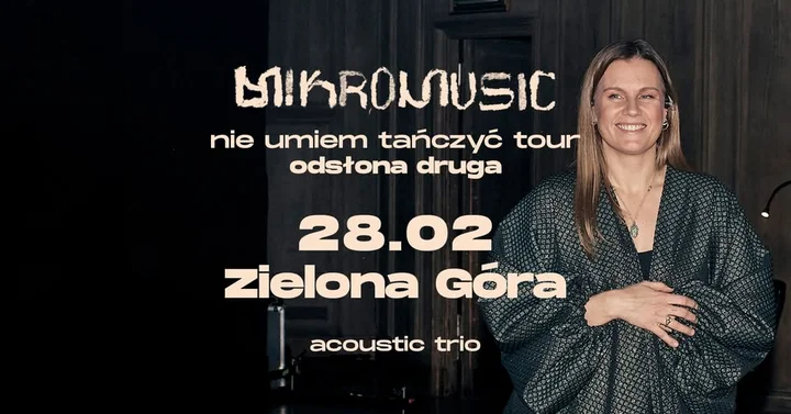 Grafika promocyjna wydarzenia Mikromusic Acoustic Trio w Zielonej Górze — koncert 28 lutego 2026