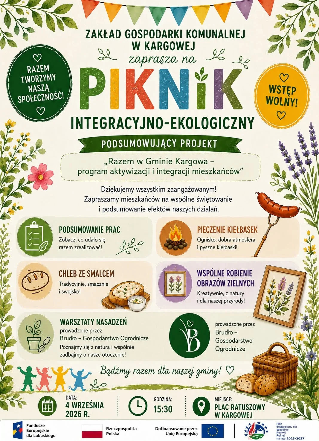 Grafika promocyjna wydarzenia Piknik Integracyjno-Ekologiczny