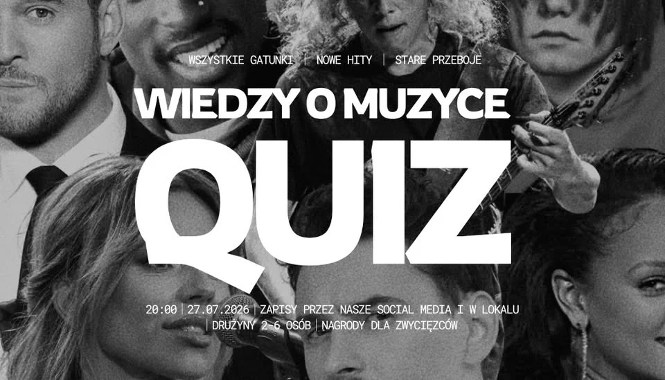 Grafika promocyjna wydarzenia Quiz o muzyce – quiz w Zielonej Górze