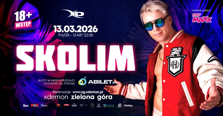 Grafika promocyjna wydarzenia SKOLIM — Król Latino w X-Demon Zielona Góra