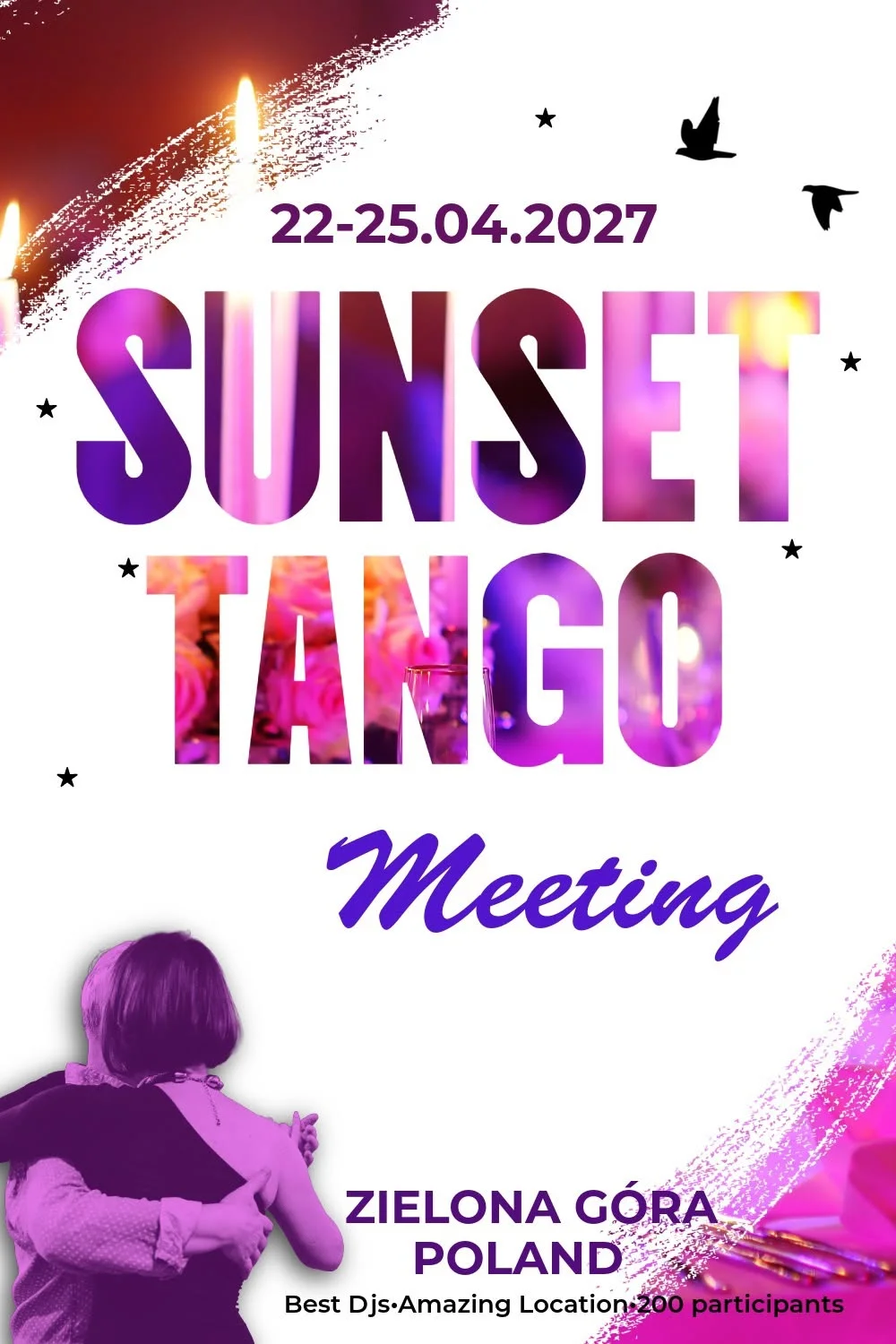 Grafika promocyjna wydarzenia SUNSET TANGO MEETING w Zielonej Górze