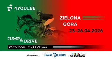 Grafika promocyjna wydarzenia 4Foulee CSI2*/1*/YH Zielona Góra 2026 — międzynarodowe zawody w skokach przez przeszkody