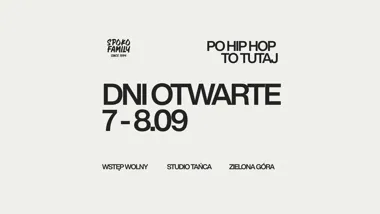 Grafika promocyjna wydarzenia Dni Otwarte Spoko Family 2026 – zajęcia hip-hop