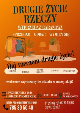 Grafika promocyjna wydarzenia Drugie życie rzeczy – wyprzedaż garażowa