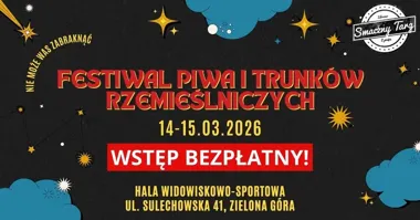 Grafika promocyjna wydarzenia Festiwal Piwa i Trunków Rzemieślniczych Zielona Góra — krafty, cydr i wino w jednym miejscu