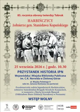 Grafika promocyjna wydarzenia HARBIŃCZYCY: spotkanie o Tobruku