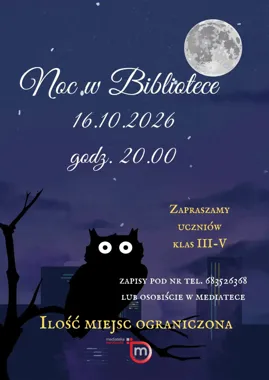 Grafika promocyjna wydarzenia Noc w Bibliotece