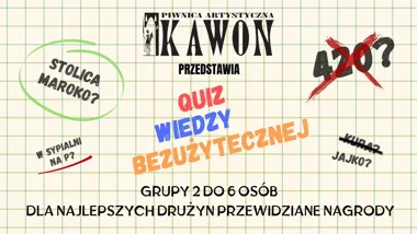 Grafika promocyjna wydarzenia PUBQUIZ w Kawonie – quiz wiedzy
