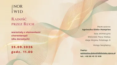 Grafika promocyjna wydarzenia Radość przez ruch – warsztaty choreoterapii