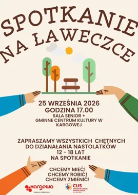 Grafika promocyjna wydarzenia Spotkanie na Ławeczce – zapraszamy nastolatków