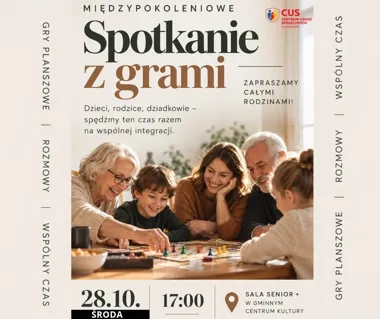 Grafika promocyjna wydarzenia Środowe popołudnie z planszówkami w Senior+