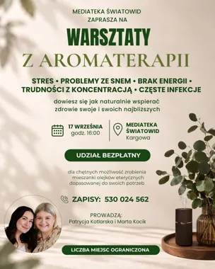 Grafika promocyjna wydarzenia Warsztaty z aromaterapii