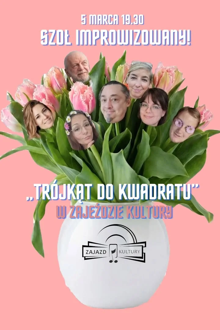 Grafika promocyjna wydarzenia TRÓJKĄT DO KWADRATU — szoł improwizowany