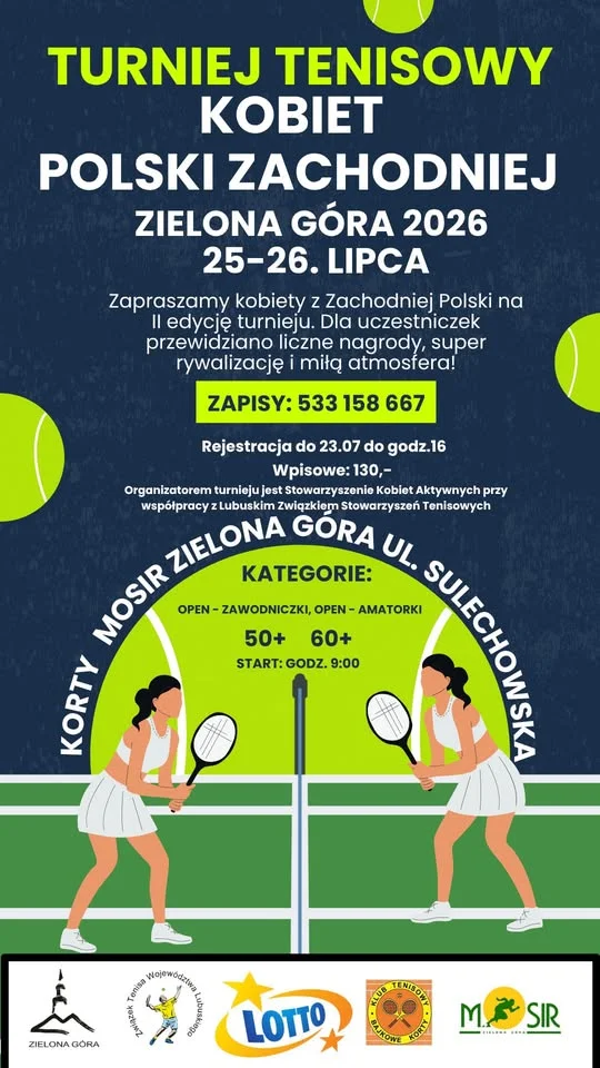 Grafika promocyjna wydarzenia TURNIEJ TENISOWY KOBIET POLSKI ZACHODNIEJ – Zielona Góra