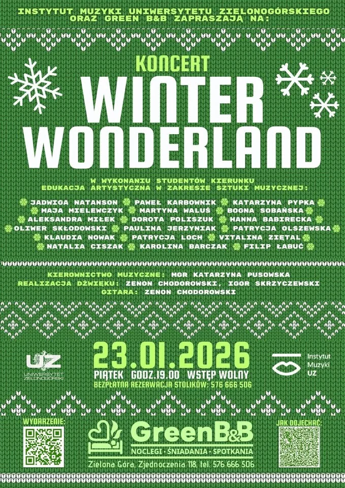 Grafika promocyjna wydarzenia Winter Wonderland — koncert zimowy w Green B&B, Zielona Góra