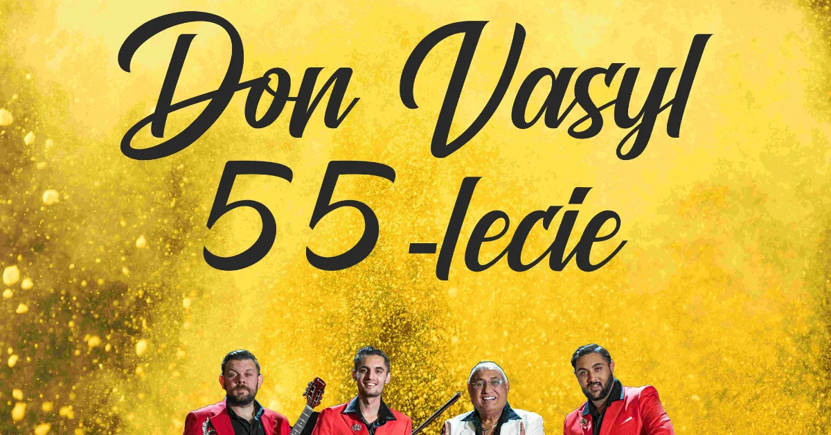 Grafika promocyjna wydarzenia Don Vasyl z zespołem – jubileusz 55-lecia w Zielonej Górze