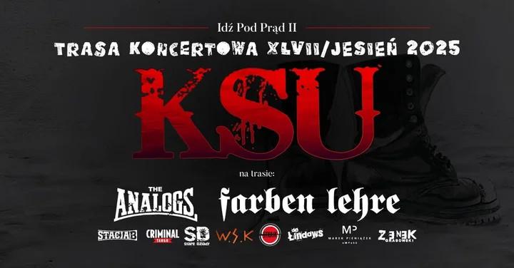 Grafika promocyjna wydarzenia KSU — Idź pod prąd II: koncert w Kawon Piwnica Artystyczna w Zielonej Górze