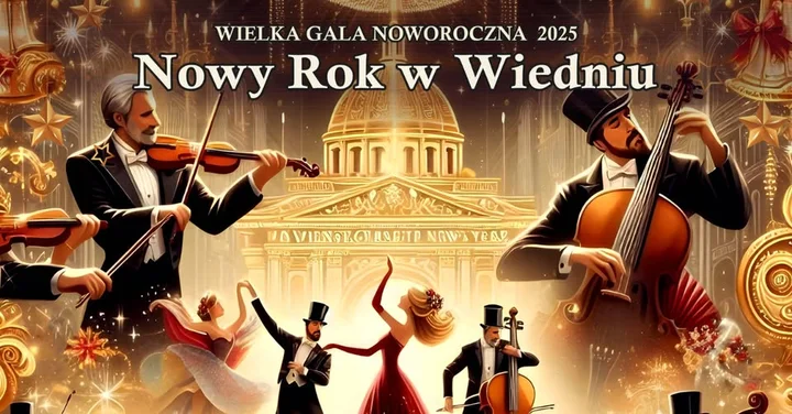 Grafika promocyjna wydarzenia Wielka Gala Noworoczna 2026 „Nowy Rok w Wiedniu” w Zielonej Górze