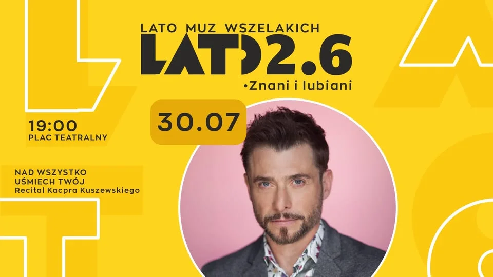 Grafika promocyjna wydarzenia Znani i Lubiani: recital Kacpra Kuszewskiego