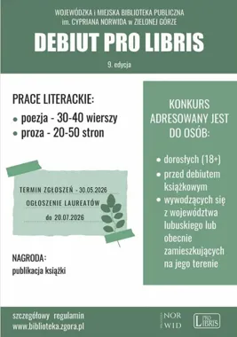 Debiut Pro Libris daje drugą szansę - biblioteka wydłuża nabór