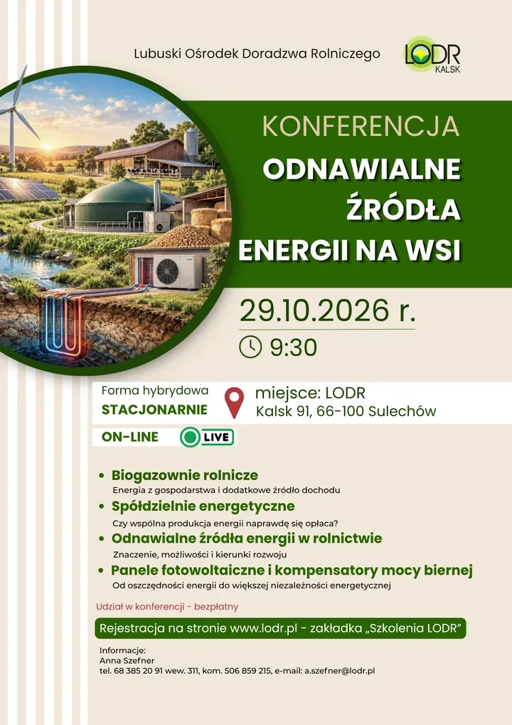 Biogazownie i energia ze wsi. Bezpłatna konferencja w Kalsku