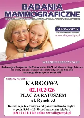 Bezpłatna mammografia w Kargowej. Z badań skorzystają kobiety 45–74 lata