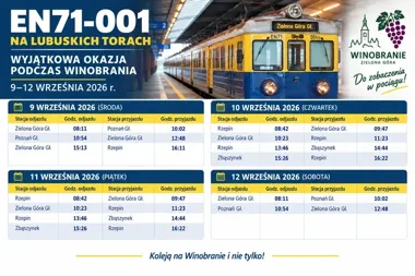 Historyczny pociąg pojedzie na Winobranie. EN71-001 na lubuskich torach